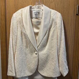 Bloomingdale's Cream Lace Blazer with Satin Collar